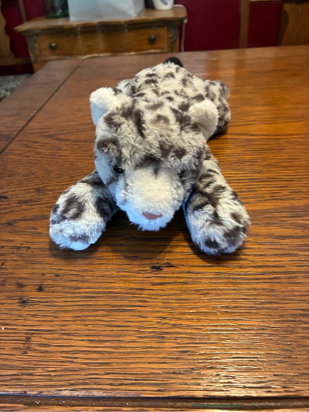 Plush Snow Leopard Pet Toy - Gray & White